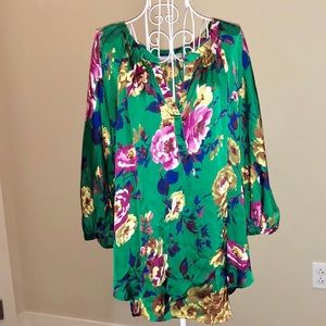Daniel Rainn green and pink floral blouse